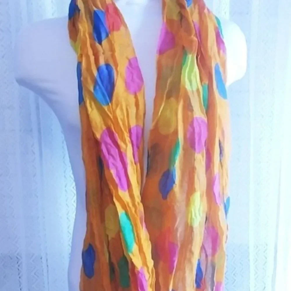 J Francis Orange Polka Dot Scarf